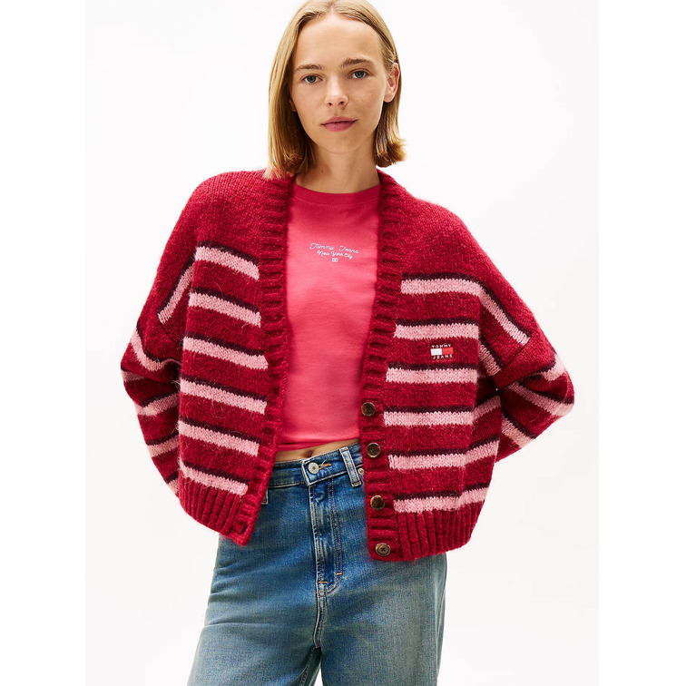 femme tjw badge stripe fluff cardi e xjp