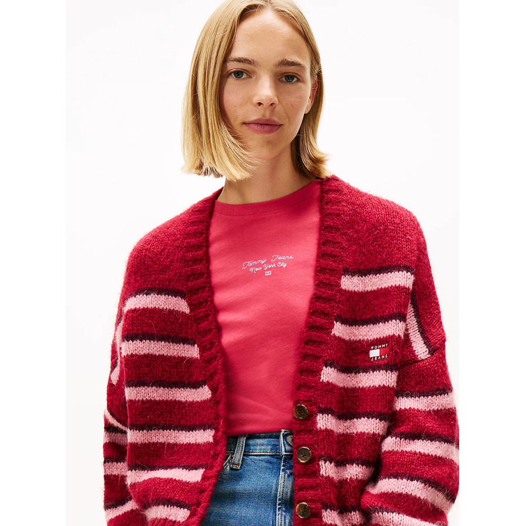 femme tjw badge stripe fluff cardi e xjp