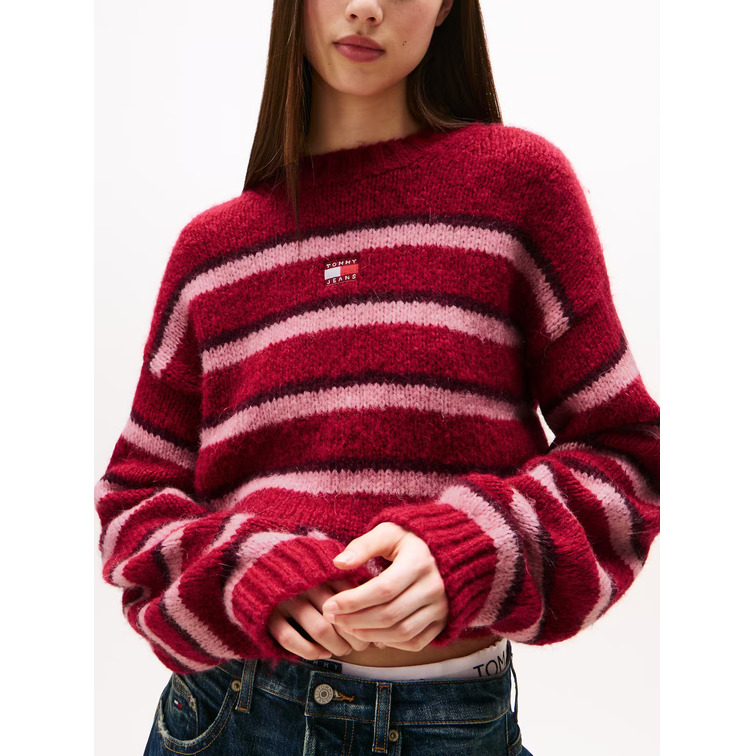 femme tjw badge stripe fluffy sweate xjp