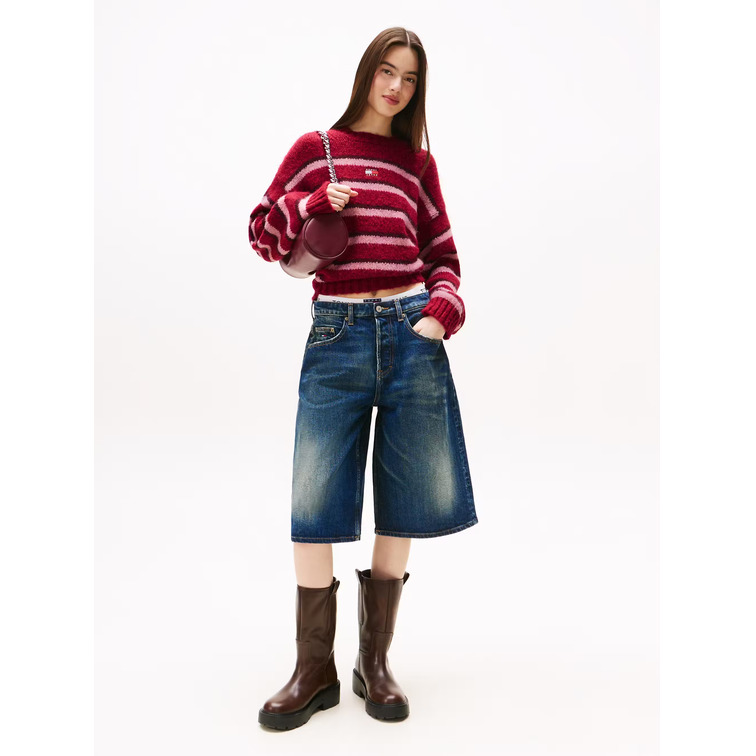 femme tjw badge stripe fluffy sweate xjp