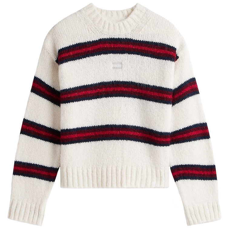 femme tjw badge stripe fluffy sweate ybh