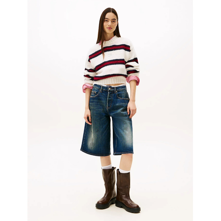 femme tjw badge stripe fluffy sweate ybh