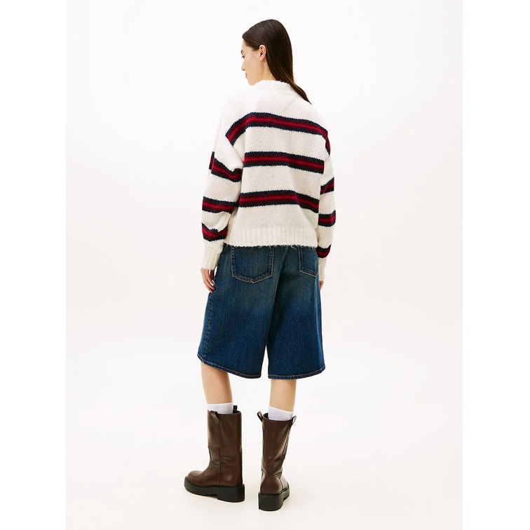 femme tjw badge stripe fluffy sweate ybh