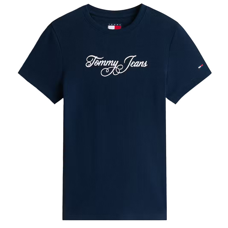 t-shirt femme  tommy hilfiger tjw slim ess logo 1 rib tee ex