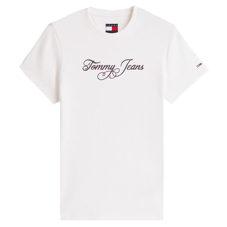 t-shirt femme  tommy hilfiger tjw slim ess logo 1 rib tee ex