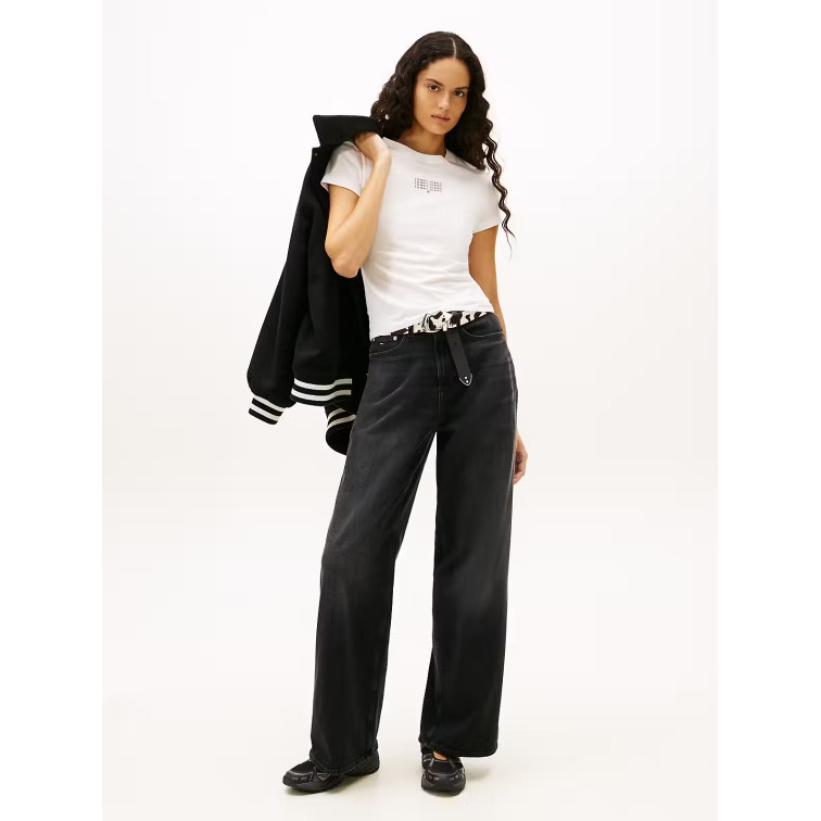 t-shirt femme  tommy hilfiger tjw slim multi linear ss tee