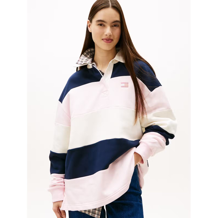 sweat-shirt femme  tommy hilfiger tjw badge stripe rugby