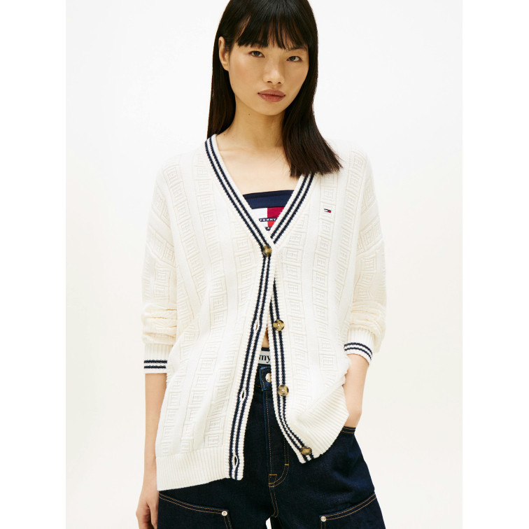 maillot femme  tommy hilfiger tjw ovs flag cable cardigan