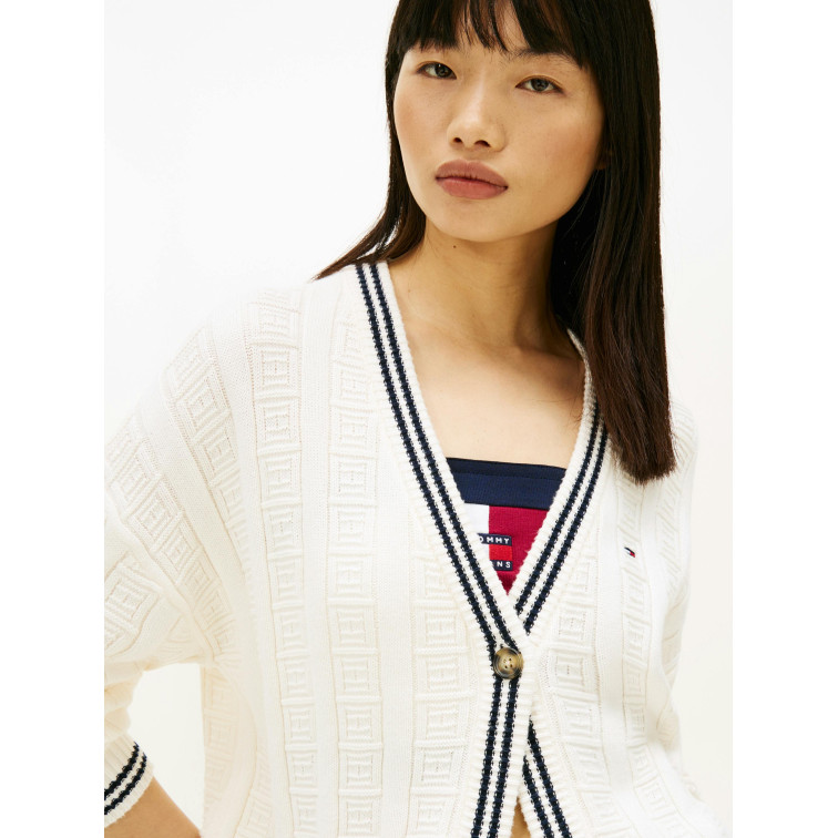 maillot femme  tommy hilfiger tjw ovs flag cable cardigan