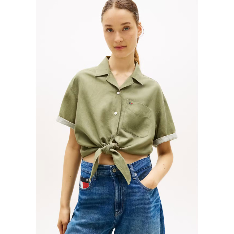 chemise femme  tommy hilfiger tjw tie front linen shirt