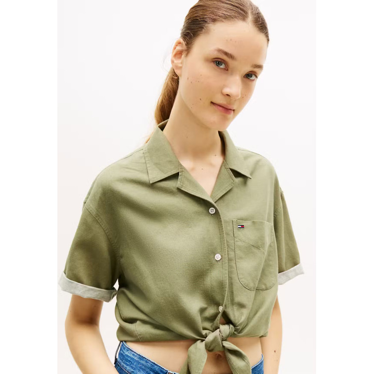 chemise femme  tommy hilfiger tjw tie front linen shirt