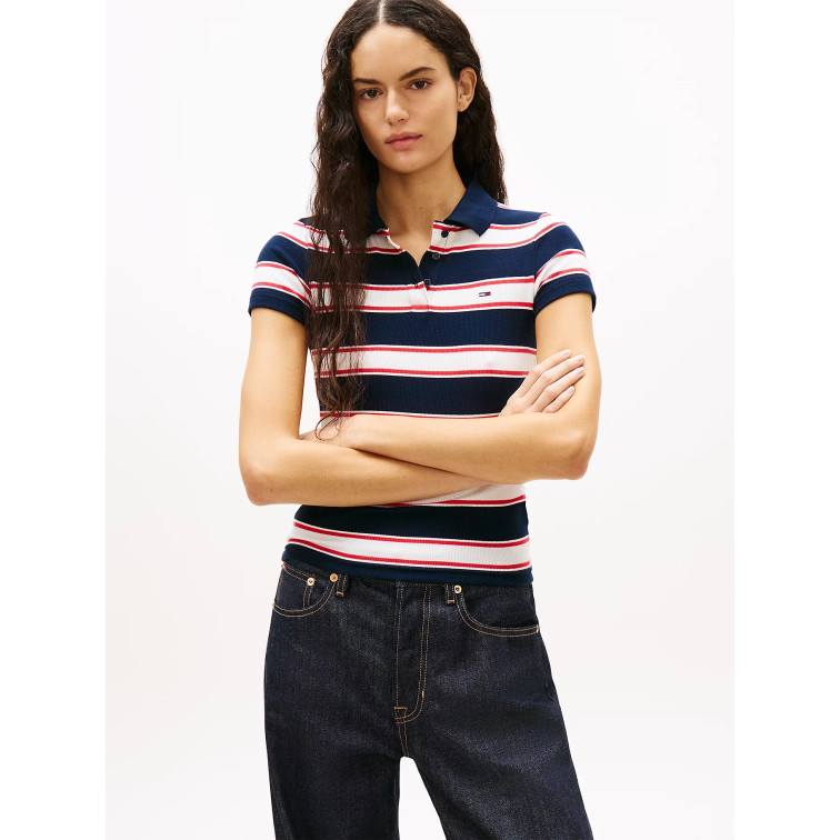 pôle femme  tommy hilfiger tjw slim rib ss pôle