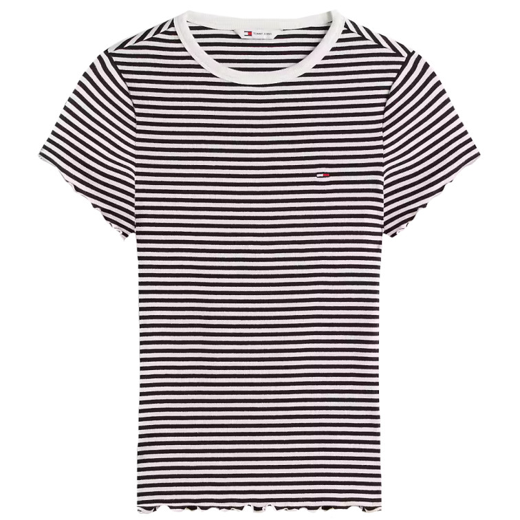 t-shirt femme  tommy hilfiger tjw slim lettuce edge rib ss