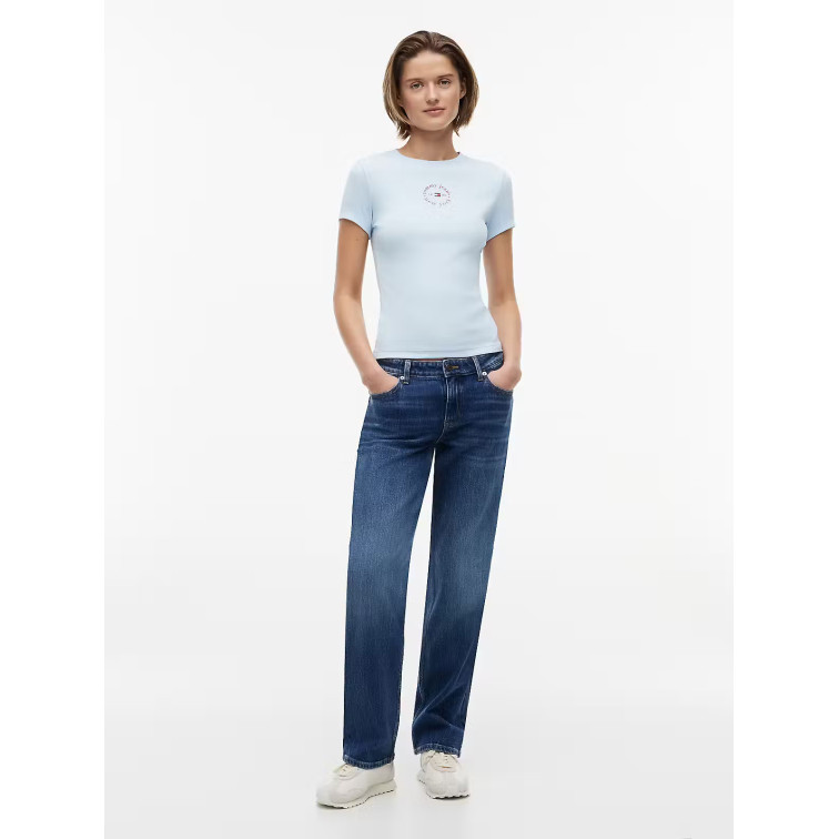 t-shirt femme  tommy hilfiger tjw slim ess logo2 rib tee ext