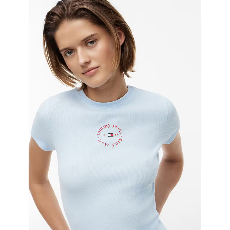 t-shirt femme  tommy hilfiger tjw slim ess logo2 rib tee ext