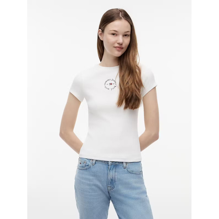 t-shirt femme  tommy hilfiger tjw slim ess logo2 rib tee ext