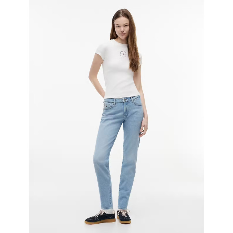 t-shirt femme  tommy hilfiger tjw slim ess logo2 rib tee ext