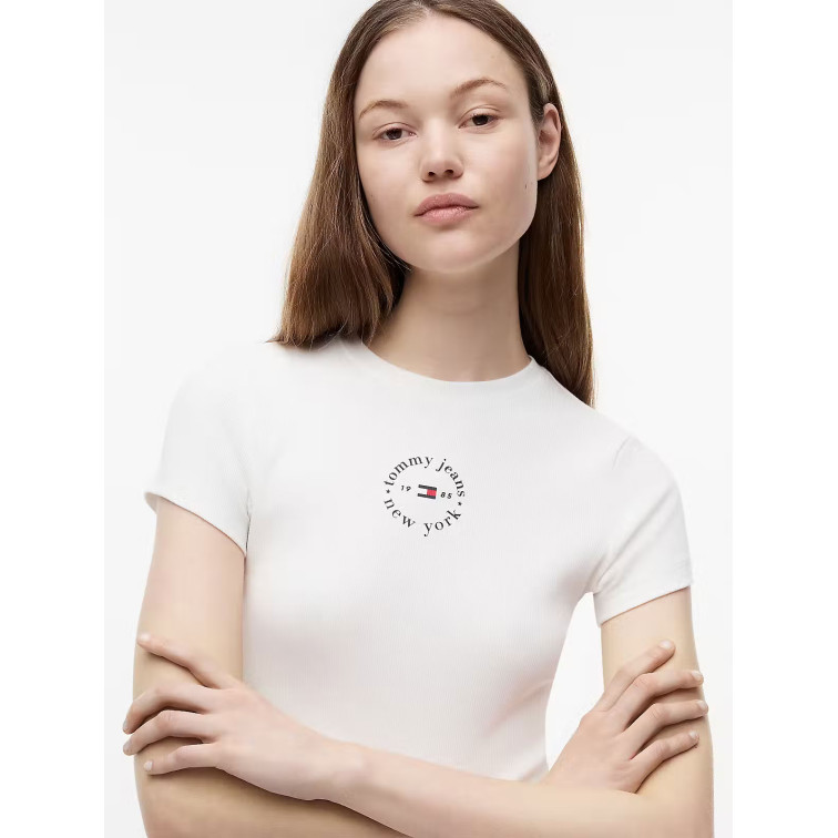t-shirt femme  tommy hilfiger tjw slim ess logo2 rib tee ext