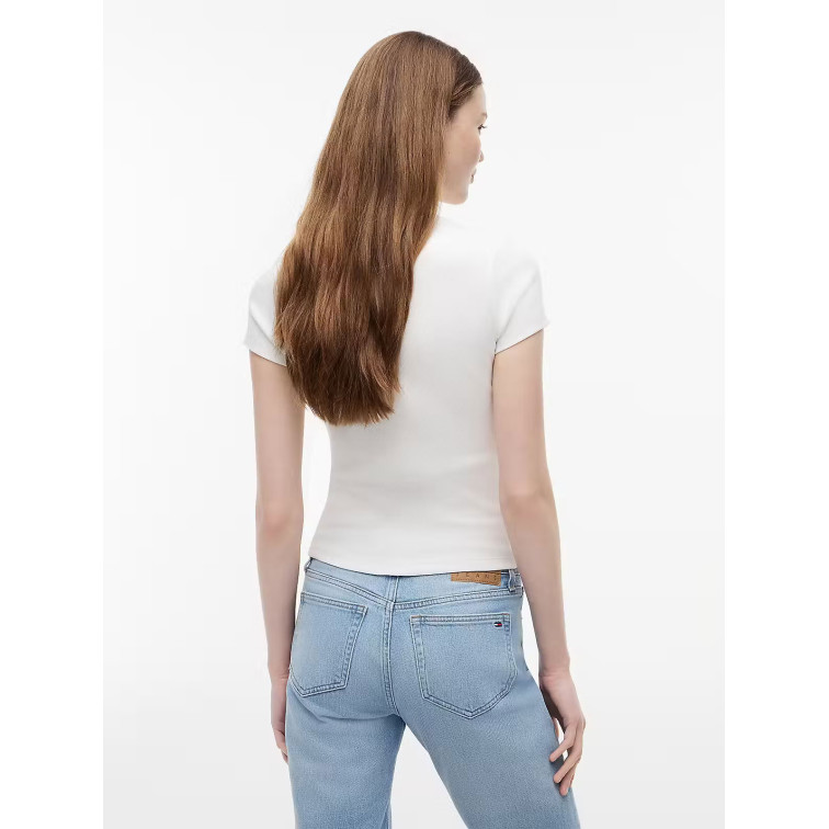 t-shirt femme  tommy hilfiger tjw slim ess logo2 rib tee ext