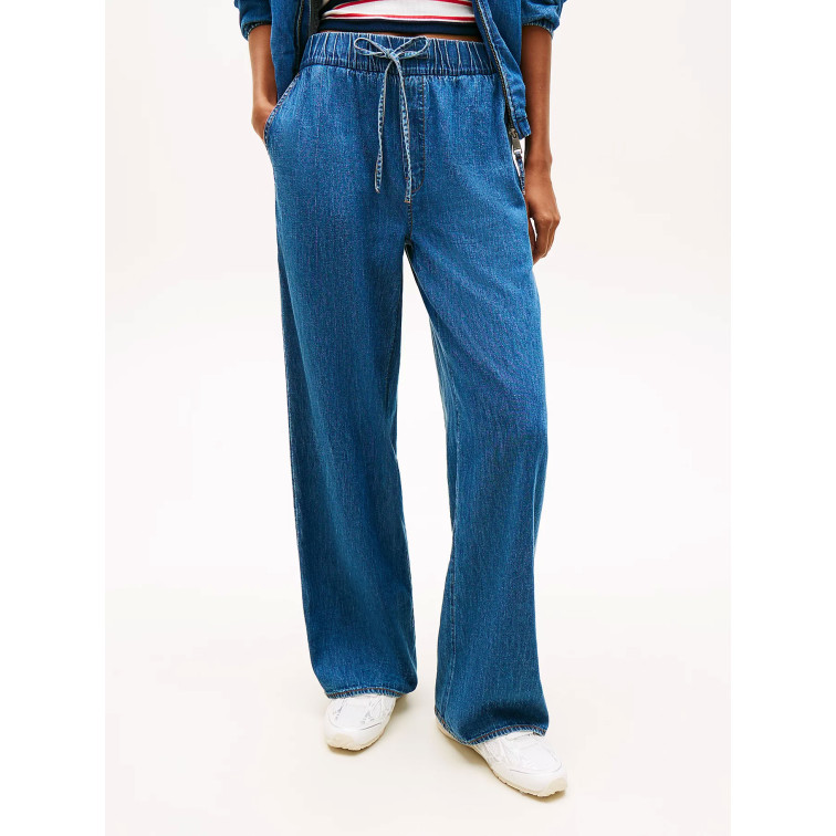 pantalon femme  tommy hilfiger tjw chambray pull on pants