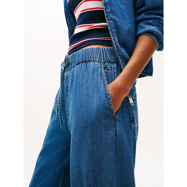 pantalon femme  tommy hilfiger tjw chambray pull on pants