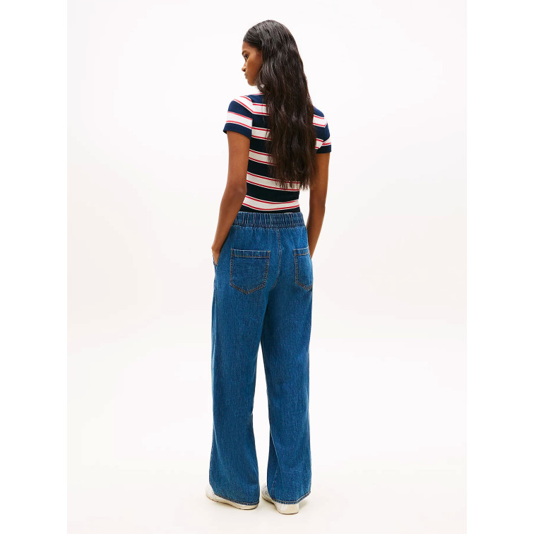 pantalon femme  tommy hilfiger tjw chambray pull on pants