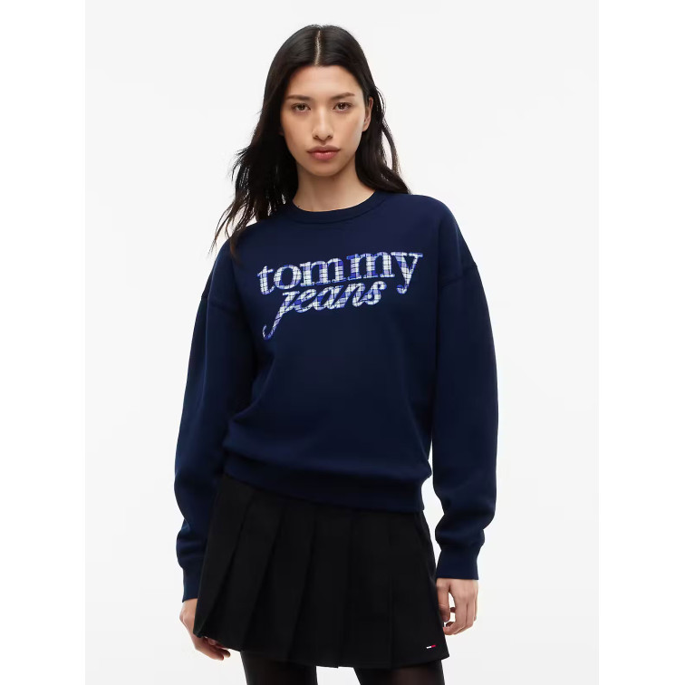 sweat-shirt femme  tommy hilfiger tjw bxy check script crew