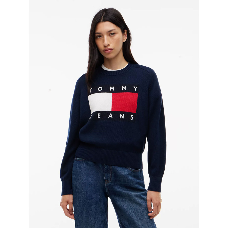 maillot femme  tommy hilfiger tjw flag sweater ext