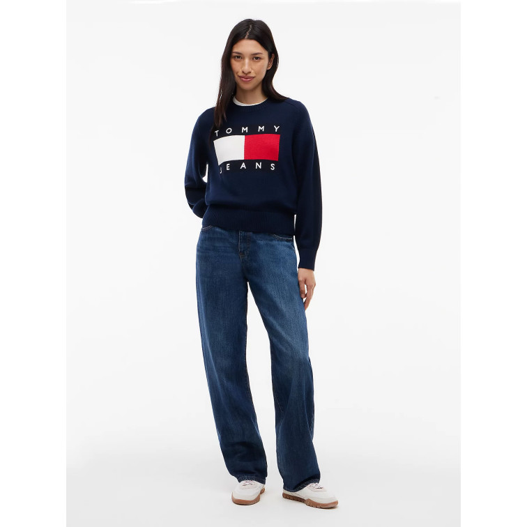 maillot femme  tommy hilfiger tjw flag sweater ext