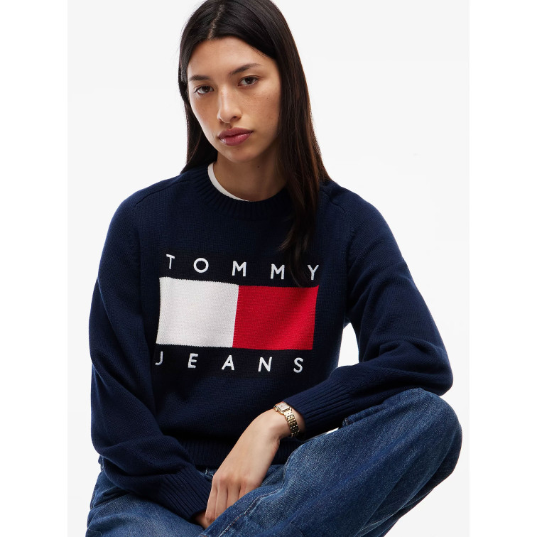 maillot femme  tommy hilfiger tjw flag sweater ext