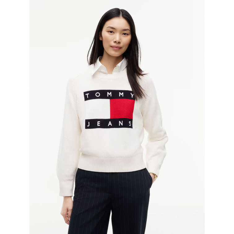 maillot femme  tommy hilfiger tjw flag sweater ext