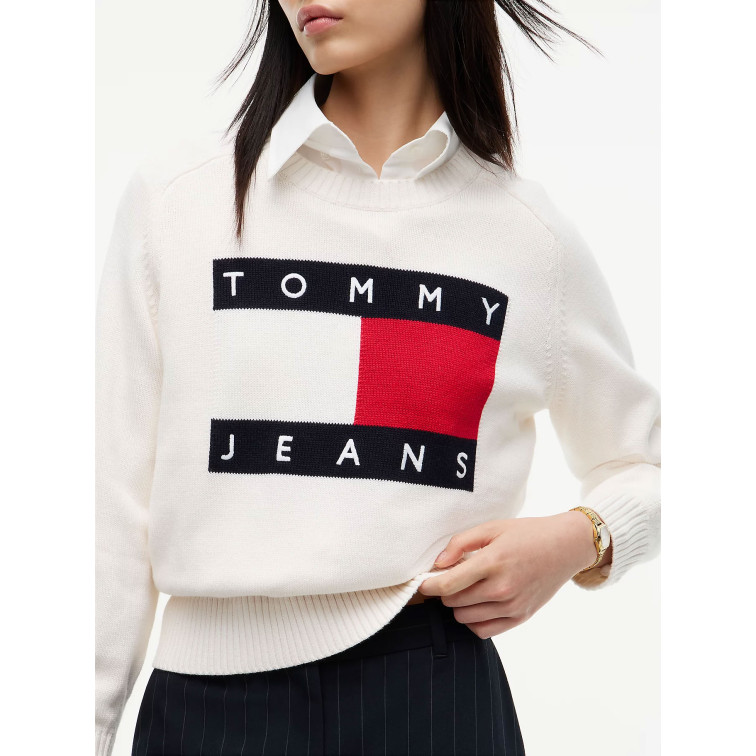 maillot femme  tommy hilfiger tjw flag sweater ext