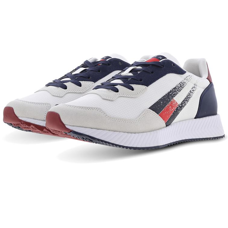 baskets multitextures crantées à drapeau homme tommy jeans