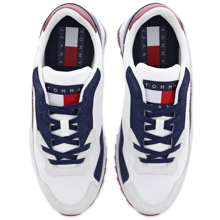 baskets multitextures crantées à drapeau homme tommy jeans