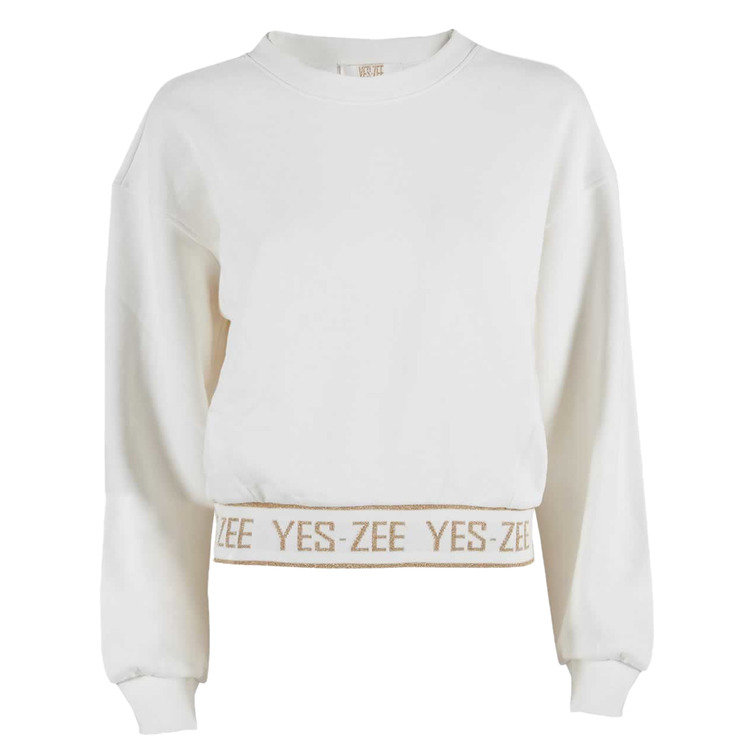 sweat-shirt femme  yeszee felpa donna girocollo, rib per