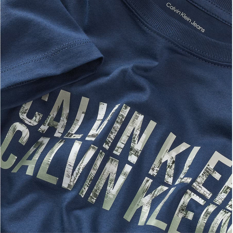 t-shirt garçon  calvin klein seasonal logo ss tee
