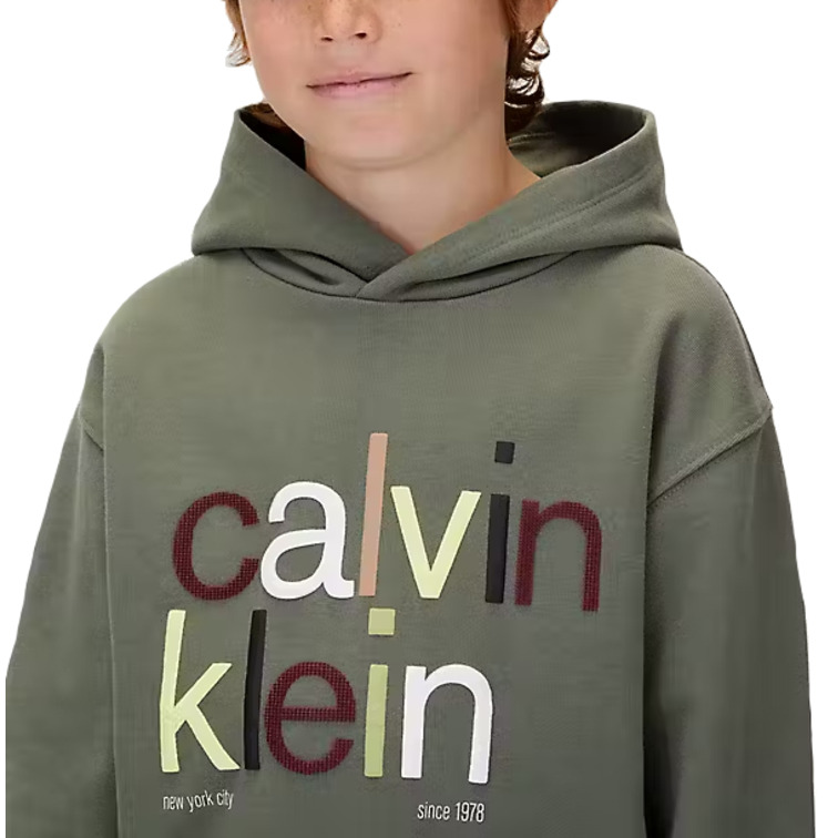 sweat-shirt garçon  calvin klein color logo graphic terry hoodi