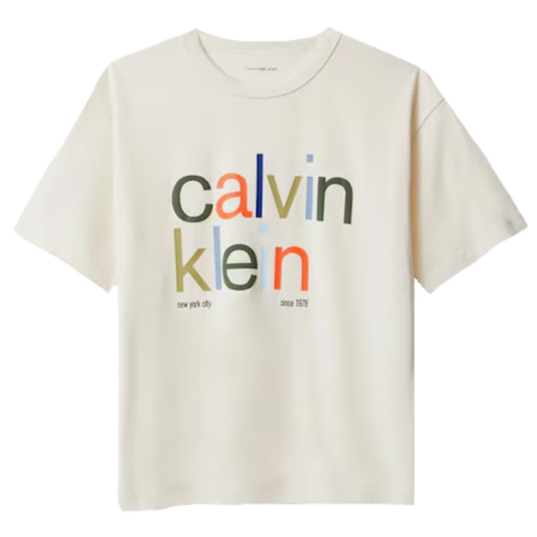 t-shirt garçon  calvin klein color logo graphic ss t-shirt