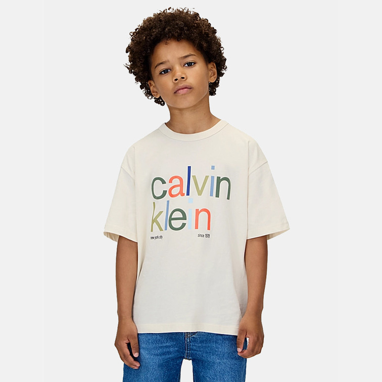 t-shirt garçon  calvin klein color logo graphic ss t-shirt