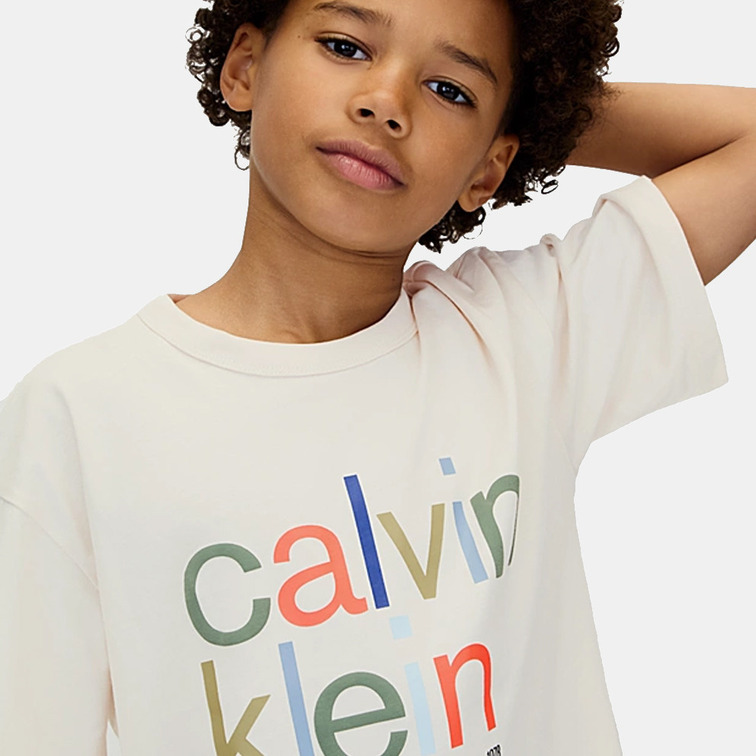 t-shirt garçon  calvin klein color logo graphic ss t-shirt