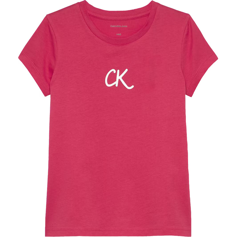 t-shirt fille  calvin klein glitter ck slim fit tee
