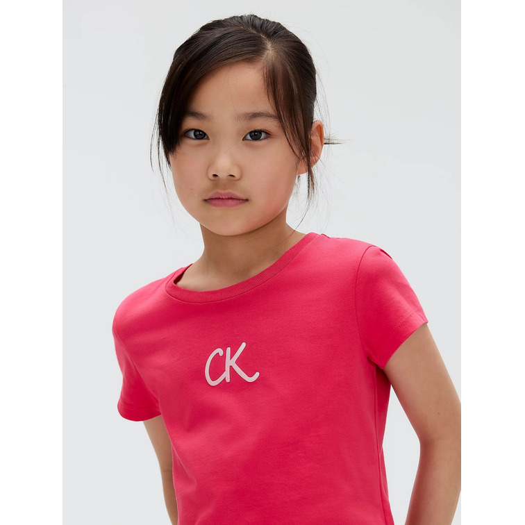 t-shirt fille  calvin klein glitter ck slim fit tee