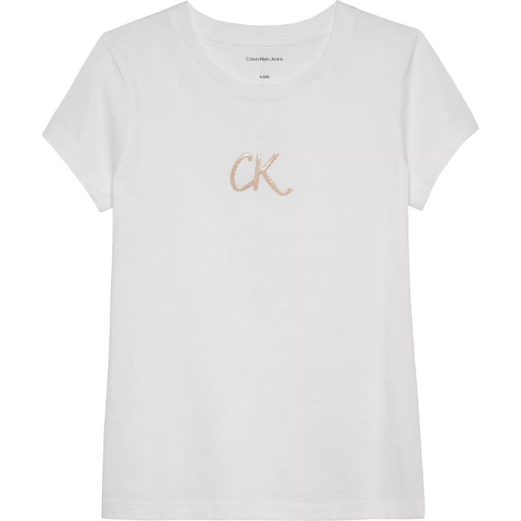 t-shirt fille  calvin klein glitter ck slim fit tee