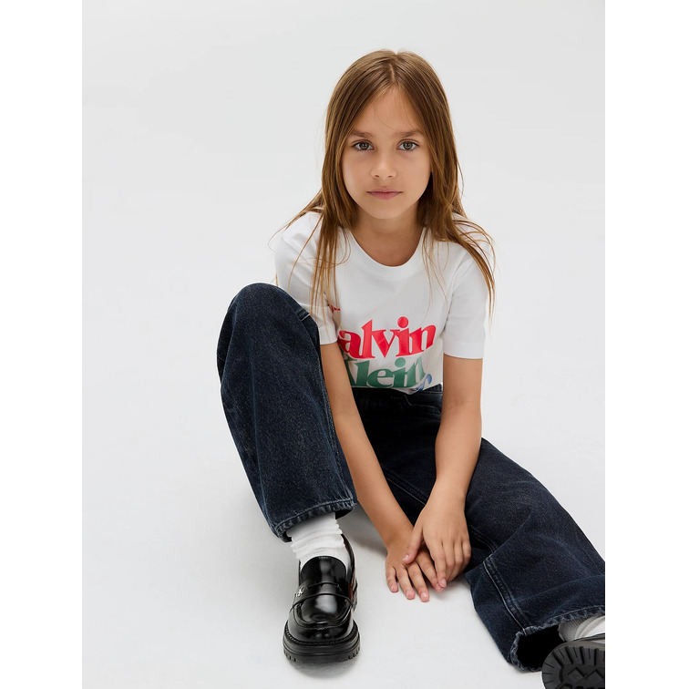 t-shirt fille  calvin klein pearl signature nyc regular te