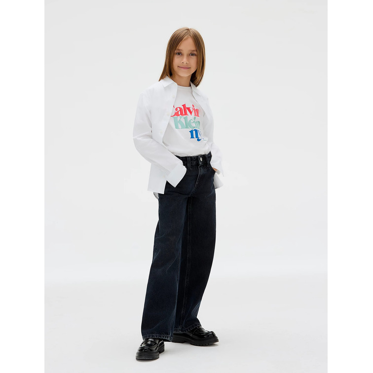 t-shirt fille  calvin klein pearl signature nyc regular te