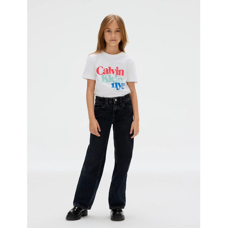 t-shirt fille  calvin klein pearl signature nyc regular te