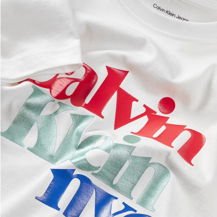 t-shirt fille  calvin klein pearl signature nyc regular te