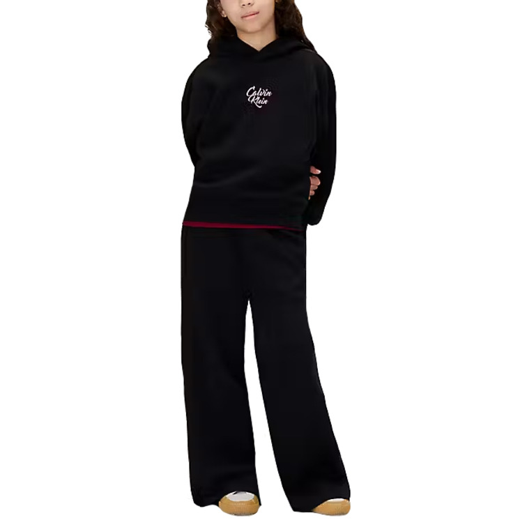 sweat-shirt fille  calvin klein script logo graphic terry hood