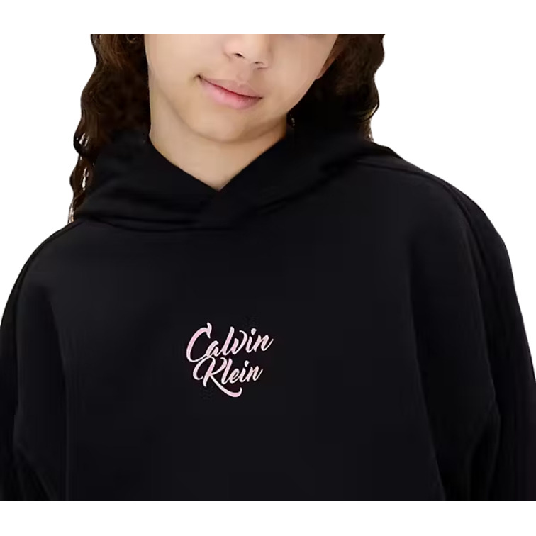 sweat-shirt fille  calvin klein script logo graphic terry hood