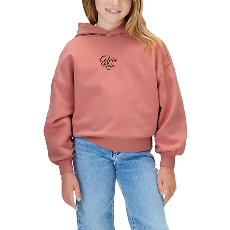 sweat-shirt fille  calvin klein script logo graphic terry hood